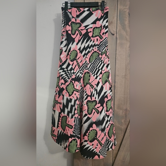 UNTITLED IN MOTION Lelaki Midi Skirt Boho Mushroom Print. Pink/green Multi. SM - Picture 11 of 16